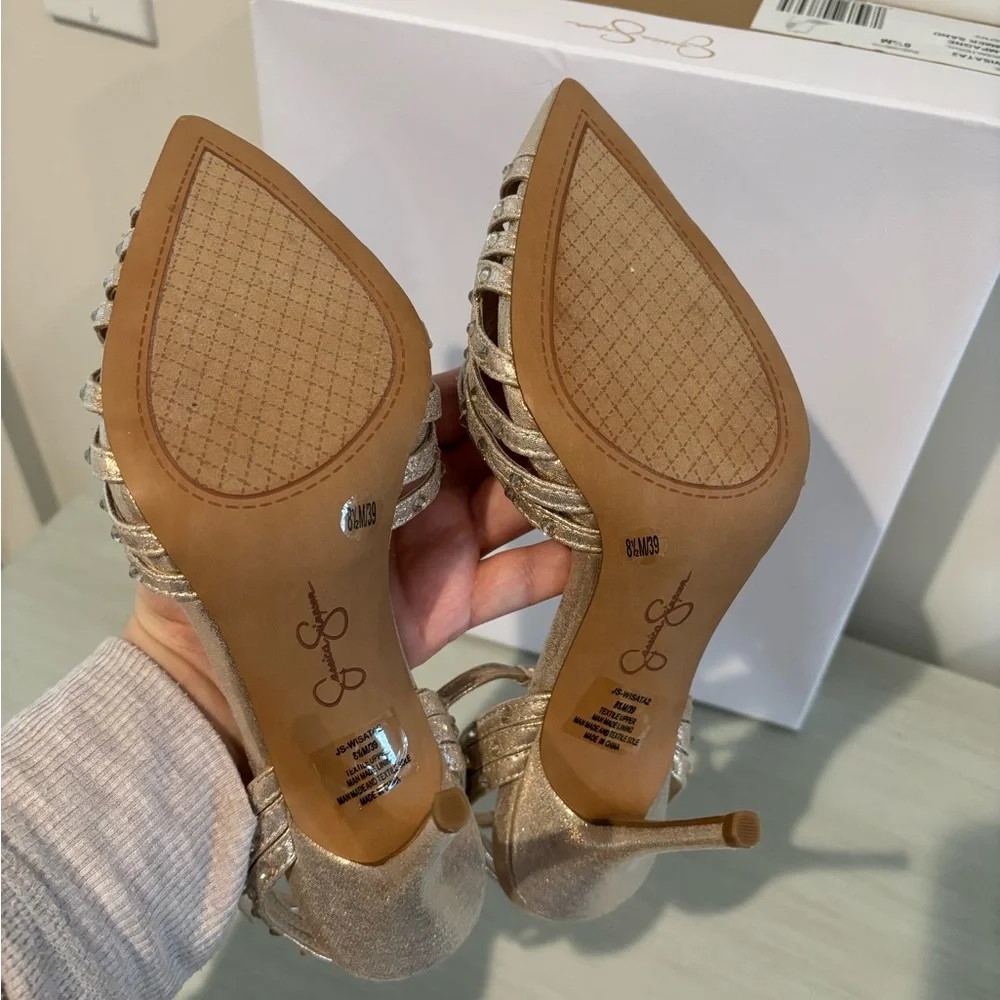 Jessica Simpson JS-WISATA2 shoes champagne shimmer size 8.5 - Picture 6 of 8
